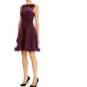 Karen Millen burgundy velvet lace applique organza formal dress, 6
